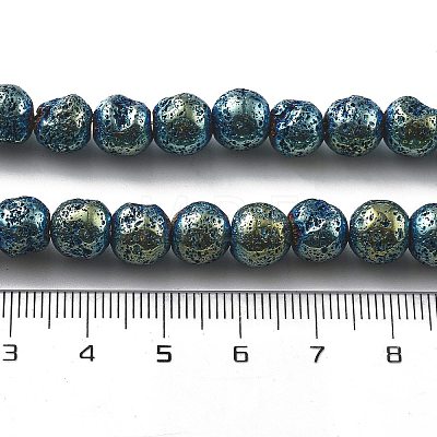 Electroplated Natural Lava Rock Beads Strands G-A251-E01-01E-1