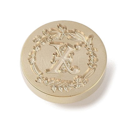 Golden Tone Wax Seal Brass Stamp Head DIY-B079-01G-X-1