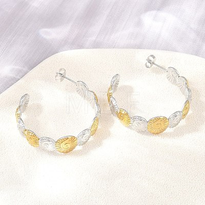 304 Stainless Steel Shell Shape Stud Earrings for Women SA-CBA45D5-32GP-1