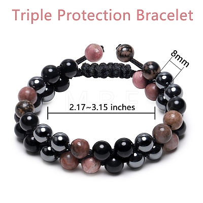 Stone Braided Bead Bracelets for Men Women BJEW-SW00001-04-1