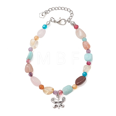 Butterfly Alloy Charm Bracelets BJEW-JB14021-1