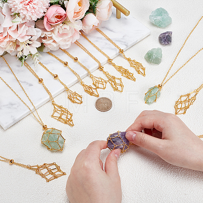 12Pcs 3 Styles Iron Empty Macrame Pouch Pendant Cable Chain Slider Necklace Making NJEW-GO0001-26-1