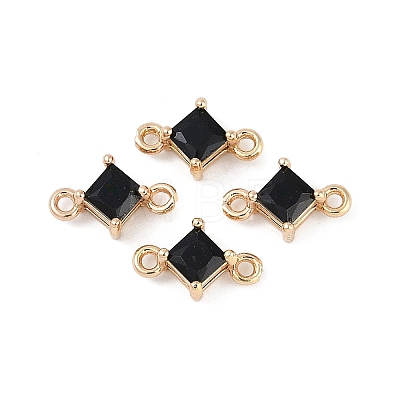 Brass Pave Glass Rhombus Links Connector Charms GLAA-Q088-001H-1