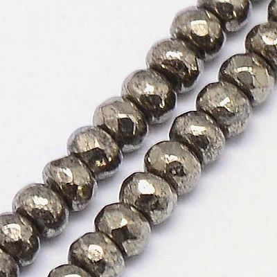 Natural Pyrite Beads Strands G-L051-3x2mm-01-1