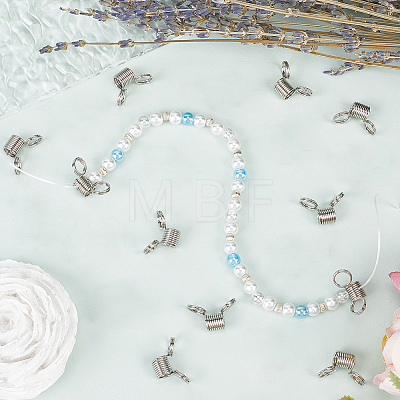 60Pcs Stainless Steel Spring Bead Clamps for Beading Jewelry Making FIND-SC0009-64-1