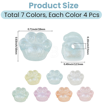 28Pcs 7 Colors Luminous Acrylic Beads OACR-PA0002-06-1