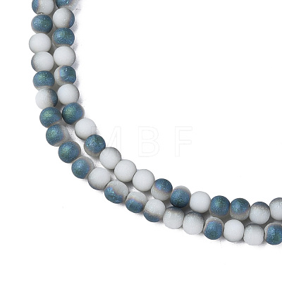 Electroplate Frosted Glass Beads Strands EGLA-N006-036E-1