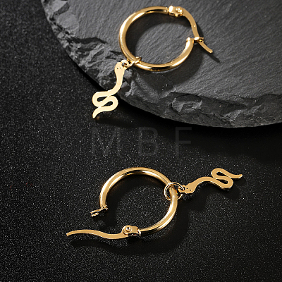 Fashionable Retro Casual Snake 201 Stainless Steel Hoop Earrings AH0980-1