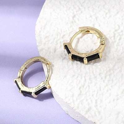 Brass Pave Cubic Zirconia Hoop Earrings EJEW-G471-09G-02-1