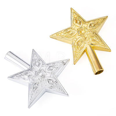 2Pcs 2 Colors Plastic Christmas Treetop Star Ornament AJEW-TA0003-49-1