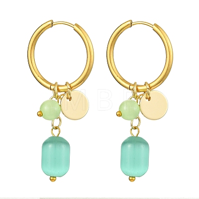 Natural Cat Eye Hoop Earrings EJEW-JE06001-1