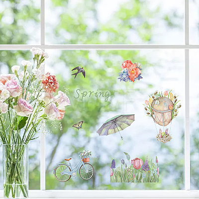 8 Sheets 8 Styles Spring Theme PVC Waterproof Wall Stickers DIY-WH0345-077-1