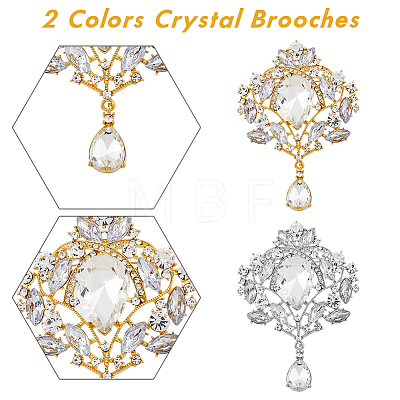 4Pcs 2 Colors Wedding Bridal Flower Bouquet Crystal Rhinestone Brooch JEWB-DC0001-05-1