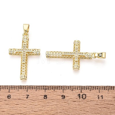 Religion Brass Micro Pave Clear Cubic Zirconia Pendants KK-T080-51G-1