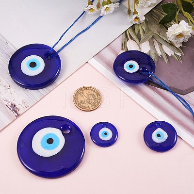5Pcs Handmade Evil Eye Lampwork Pendants DIY-SZ0004-19-1