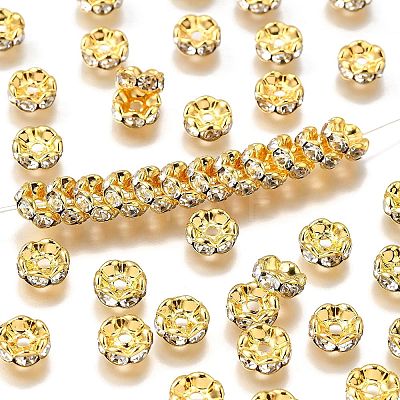 Brass Rhinestone Spacer Beads RB-A014-L8mm-01G-NF-1