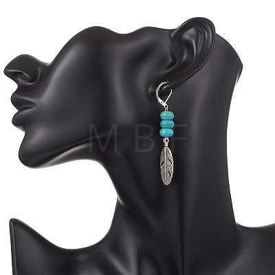 2 Pairs Alloy Feather Hoop Earrings EJEW-JE06713-1