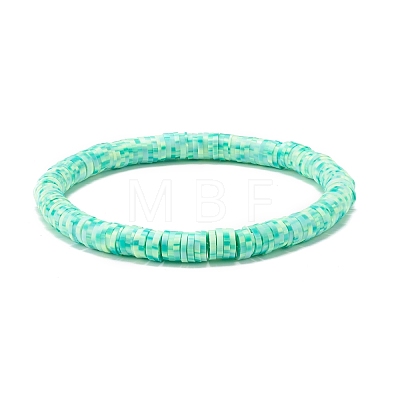 Natural Lava Rock & Handmade Polymer Clay Heishi Stretch Bracelets Set BJEW-JB07512-1