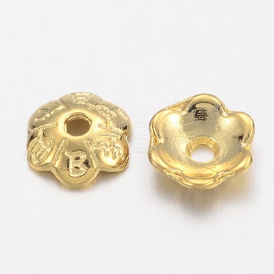 6-Petal Tibetan Style Alloy Flower Bead Caps TIBE-S220-G-01-NR-1