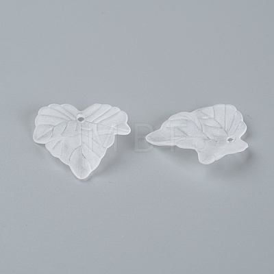Transparent Frosted Acrylic Leaf Pendants X-PAF002Y-14-1