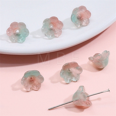 10Pcs Gradient Color Transparent Glass Bead Caps PW-WG464DA-19-1