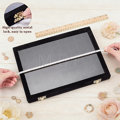 MDF Covered with Velvet Jewelry Grid Display Cases for Earrings Rings AJEW-WH0643-094A-1