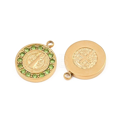 304 Stainless Steel Rhinestone Pendants STAS-Z202-05G-04-1