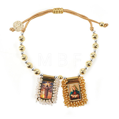 Adjustable Jesus & Virgin Mary Charm Cord Bracelets KQ6530-1