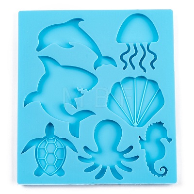 Ocean Theme Mixed Marine Organism DIY Pendant Silhouette Silicone Molds DIY-Q034-04-1