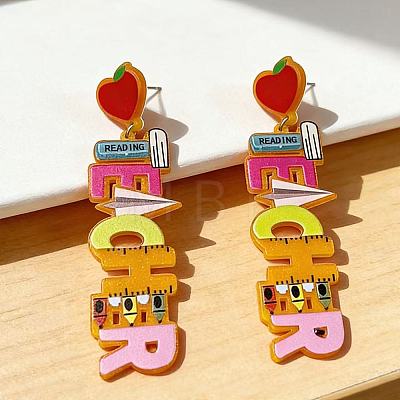 Teachers' Day Printed Acrylic Stud Dangle Earrings for Women WGAB7A7-01-1