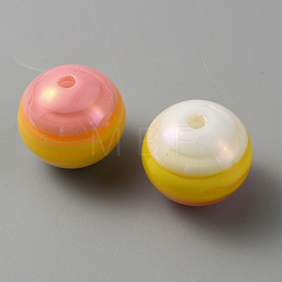 Opaque Stripe Acrylic Beads OACR-TAC0002-03B-1
