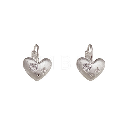 Heart Brass Micro Pave Clear Cubic Zirconia Leverback Earrings FS-WGB29CA-01-1