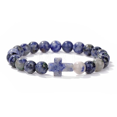 Natural Sodalite Round Beads Stretch Bracelets LS-YG0612-4-1