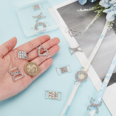12Pcs 6 Styles Brass with Alloy Rhinestone Shoe Decoration FIND-HY0003-66-1