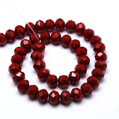 1 Strand Opaque Solid Dark Red Color Crystal Glass Rondelle Beads Strands X-EGLA-F047A-10-1