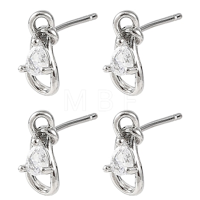 SHEGRACE Teardrop Brass Micro Pave Clear Cubic Zirconia Stud Earrings XGRQ4N877-701P-1