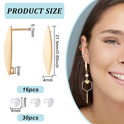 16Pcs Brass Stud Earrings KK-BC0011-16-1