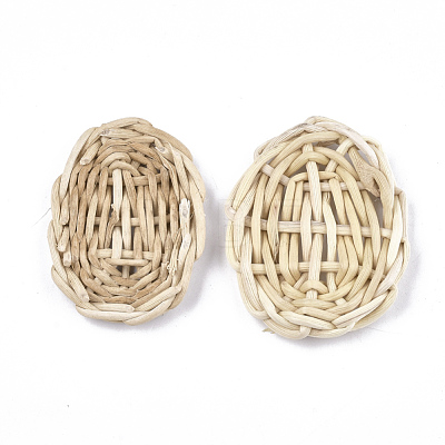 Handmade Reed Cane/Rattan Woven Beads X-WOVE-T006-071-1