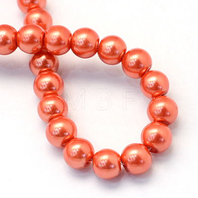 Baking Painted Pearlized Glass Pearl Round Bead Strands HY-Q330-8mm-38-1
