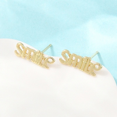 Brass Stud Earrings EJEW-P346-02-G-1
