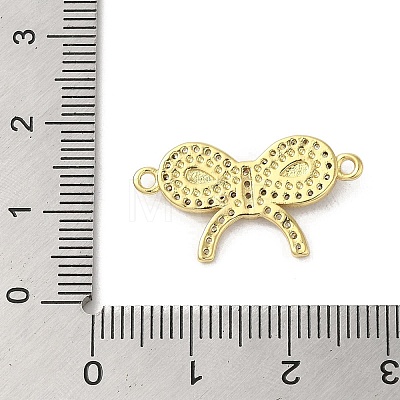 Rack Plating Brass Micro Pave Clear Cubic Zirconia Bowknot Connector Charms KK-C052-38G-1