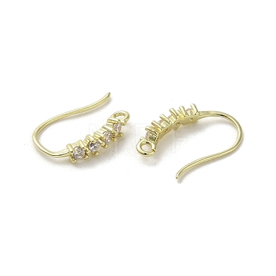 Brass Micro Pave Cubic Zirconia Earring Hooks KK-C048-13E-G-1