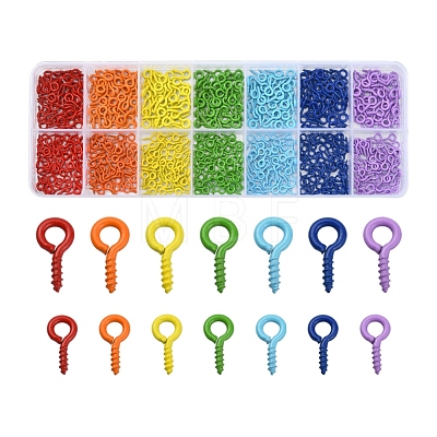 770Pcs 14 Style Spray Painted Iron Screw Eye Pin Peg Bails IFIN-YW0001-36-1
