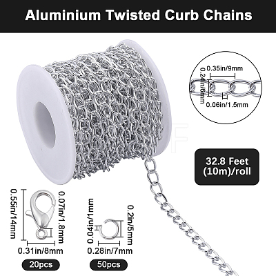 DIY Aluminium Curb Chains Bracelet Necklace Making Kit DIY-SP0001-13B-S-1