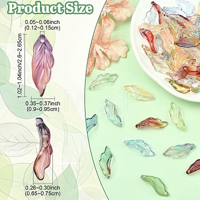 180Pcs 6 Colors Baking Paint Transparent Glass Pendants DGLA-YW0001-68-1
