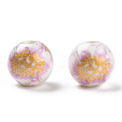 Handmade Printed Porcelain Beads PORC-Q199-8mm-02-1