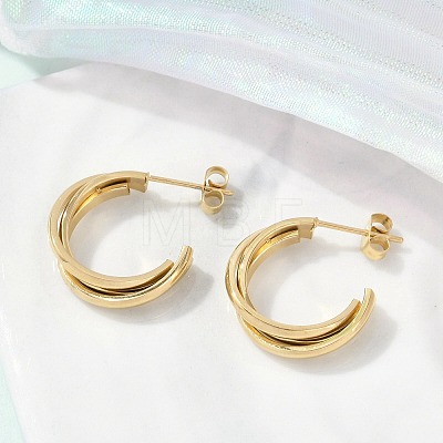 304 Stainless Steel Twist C-Shaped Stud Earrings for Women EJEW-C096-40G-1