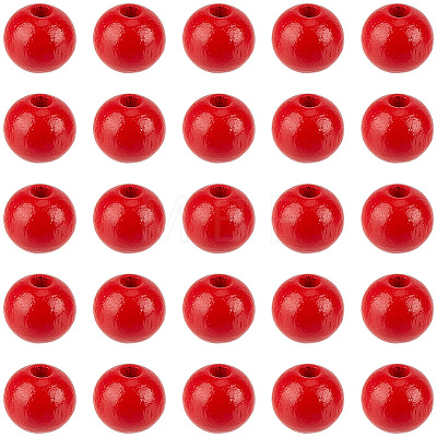 Spray Painted Round Natural Schima Wood Beads WOOD-PA0001-81A-01-1