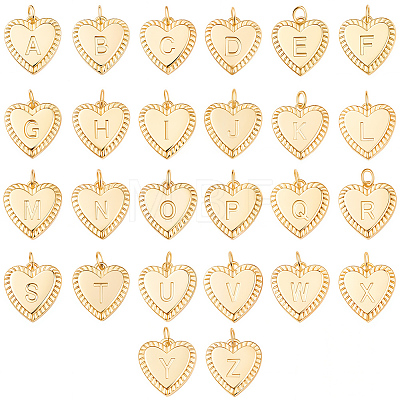 1Bag Brass Initial Pendants KK-BBC0026-11-1