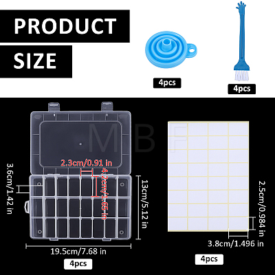 4Pcs 24 Grids Rectangle Plastic Adjustable Dividers Boxes CON-WR0001-20-1